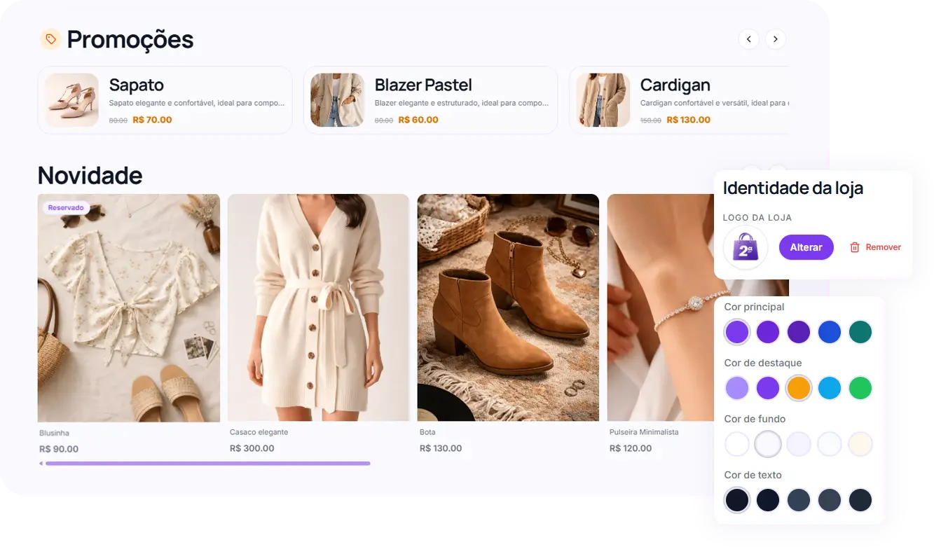 Prévia da vitrine da loja